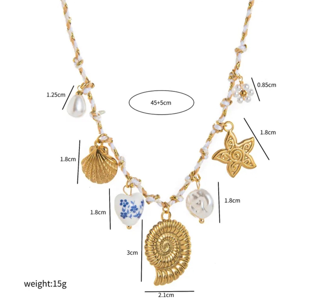 Golden Shore Charm Necklace