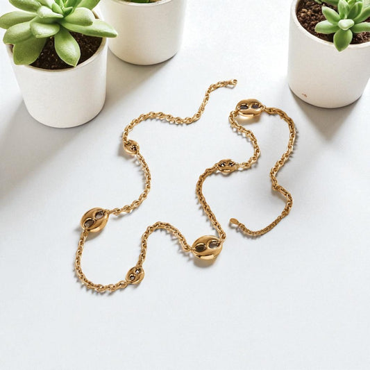 Gold Coffee Bean Long Necklace