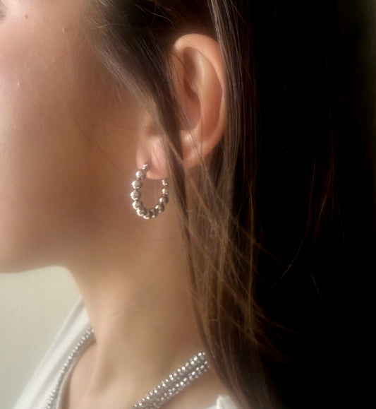 Silver Beads Hoops
