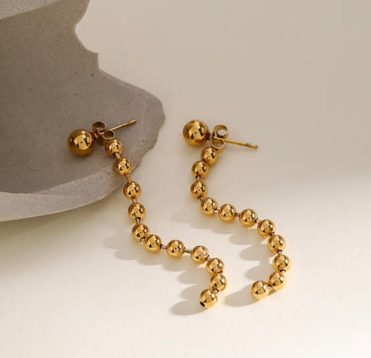 Celeste Gold Beaded Drop Earrings