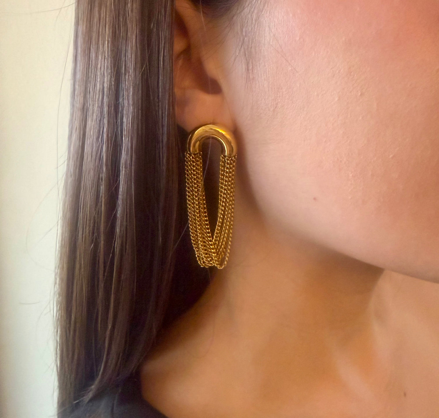 Golden Chain Loop Earrings