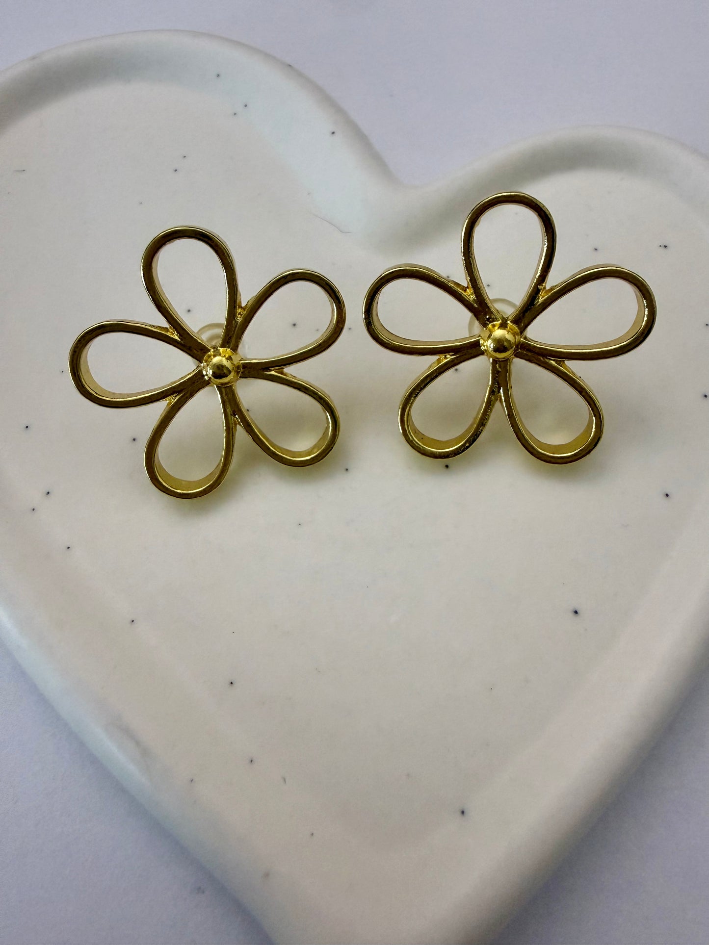 Golden Open Flower Earrings