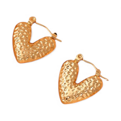 Golden Heart Texturized Earrings