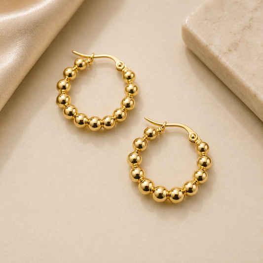 Golden Beads Hoops