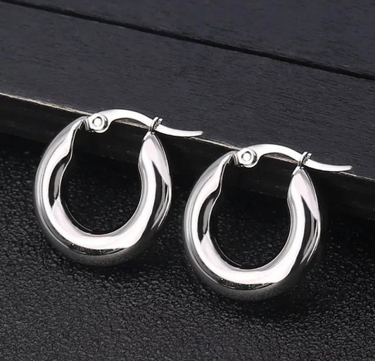 Chunky Silver Hoops