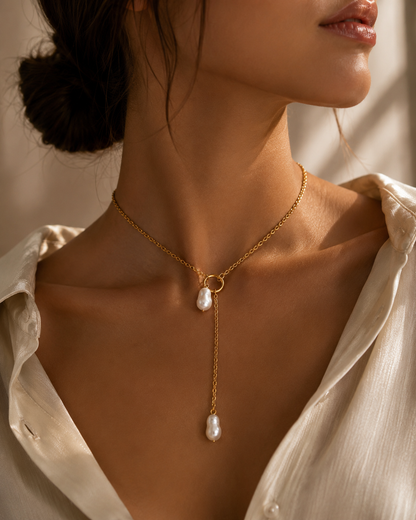 Golden Delicate Pearl Necklace