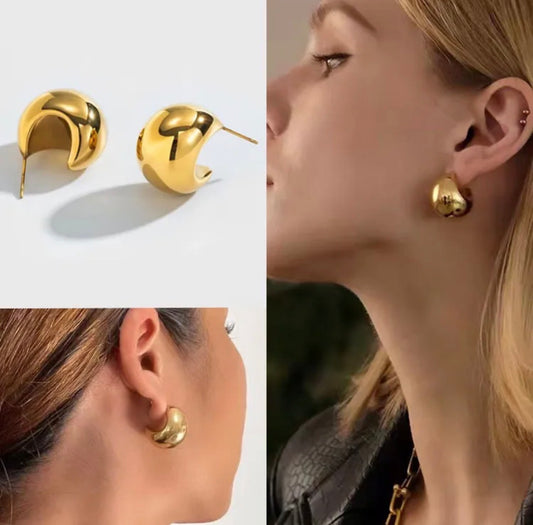 Gold Dome Stud Earrings