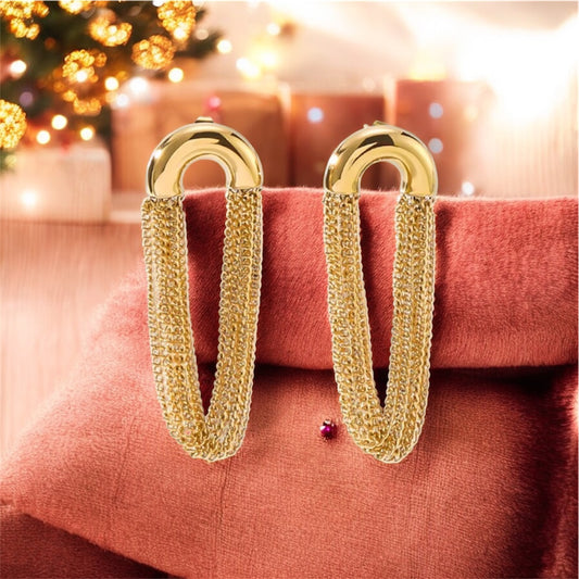 Golden Chain Loop Earrings