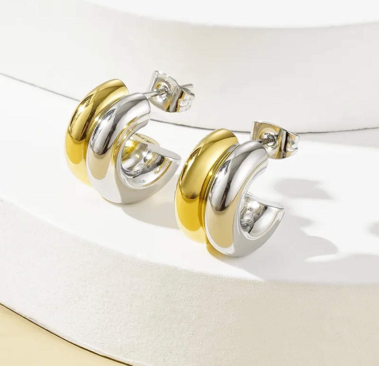 Nova Two-Tone Sculpted Hoops