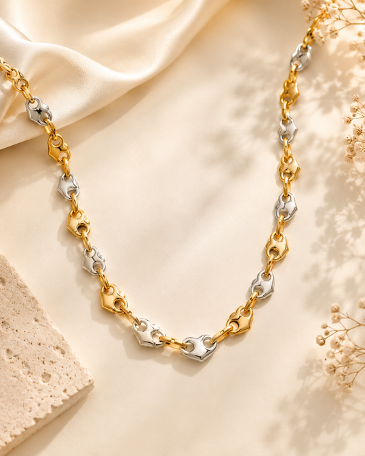 Two Tone Heart Necklace