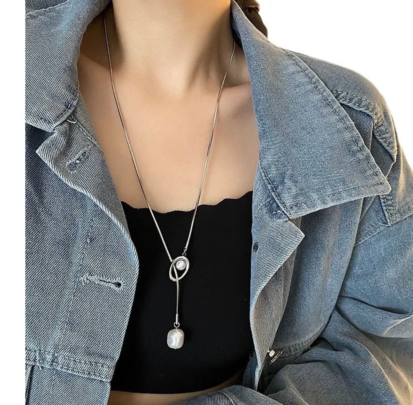 Silver Pearl Necklace