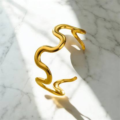 Wave Style Golden Cuff