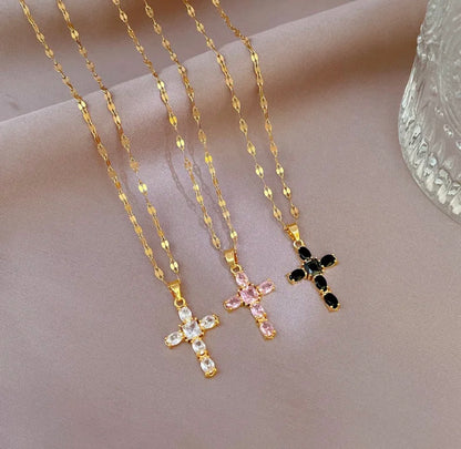 Fashion Pink Cross Necklace