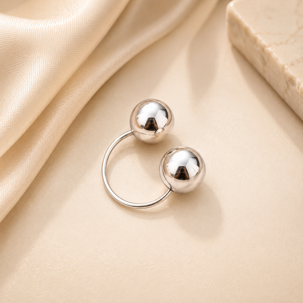 Open Ball Silver Ring