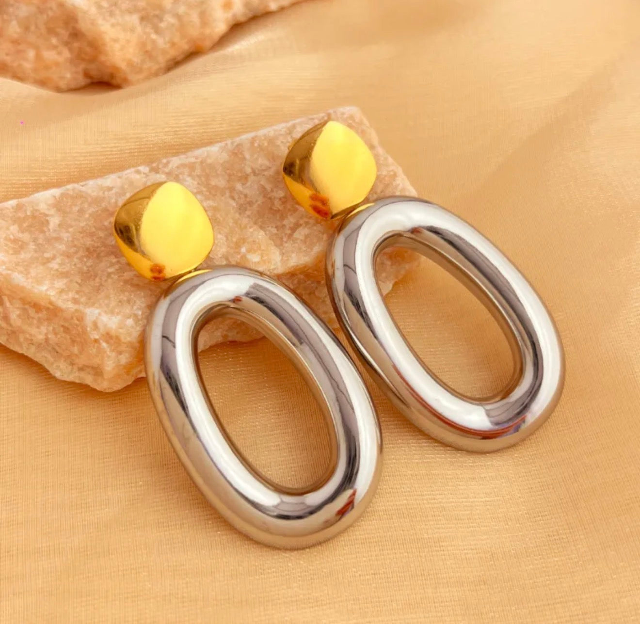 Circle Two Tones Earrings