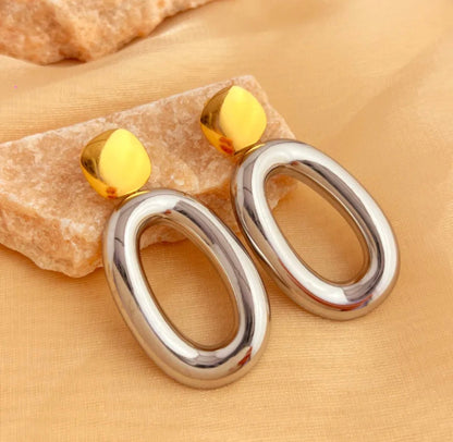 Circle Two Tones Earrings