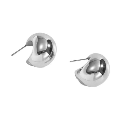 Silver Dome Stud Earrings