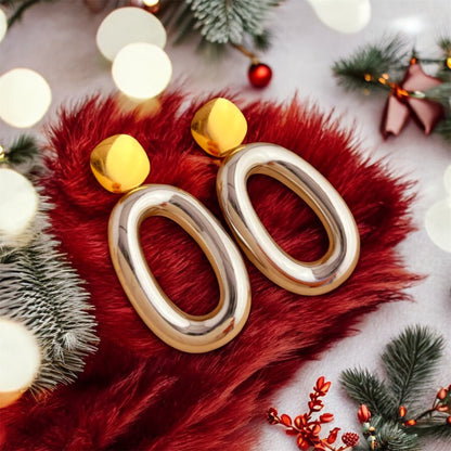 Circle Two Tones Earrings