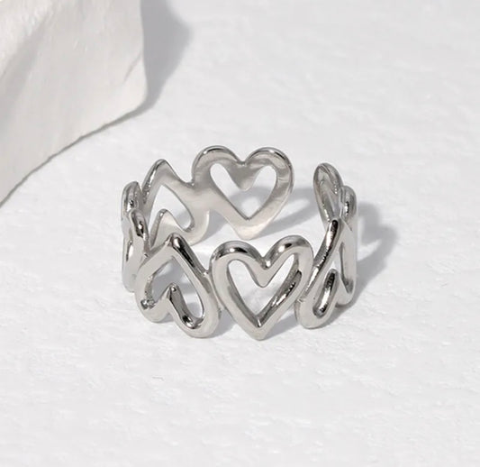 Amora Open Heart Ring- Silver