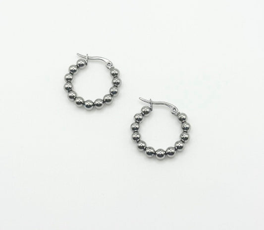 Silver Beads Hoops