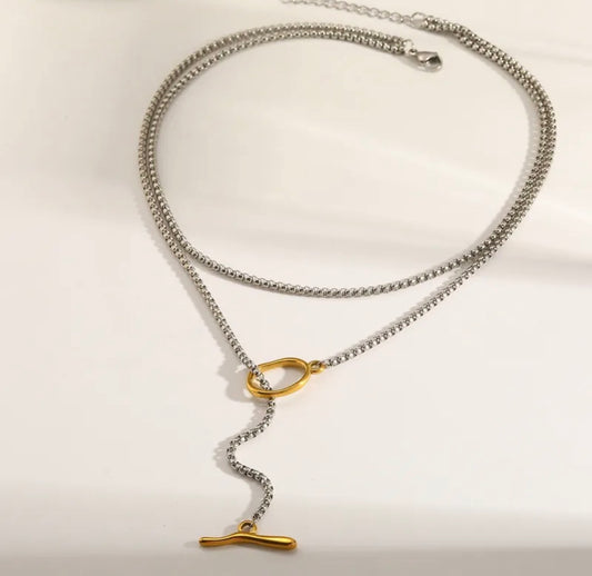Two Tones Lariat Necklace