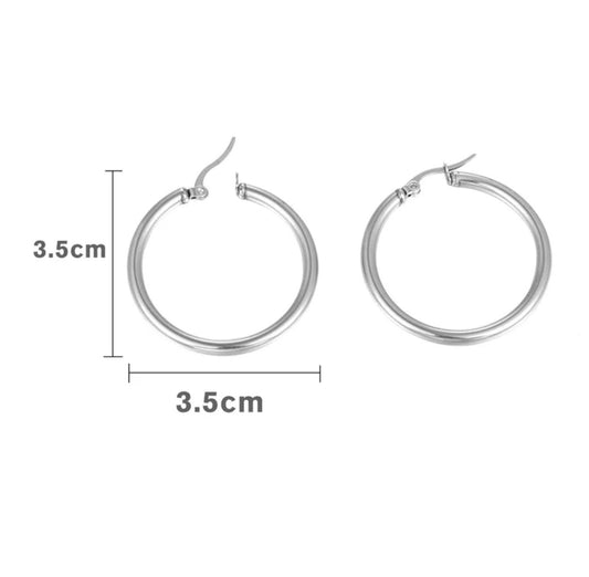 Medium Silver Hoops