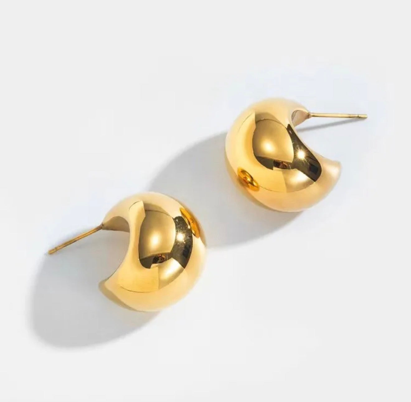 Gold Dome Stud Earrings