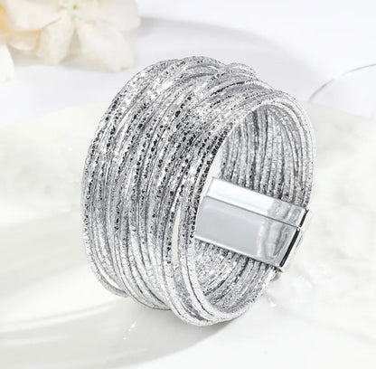 Silver Leather Bracelet