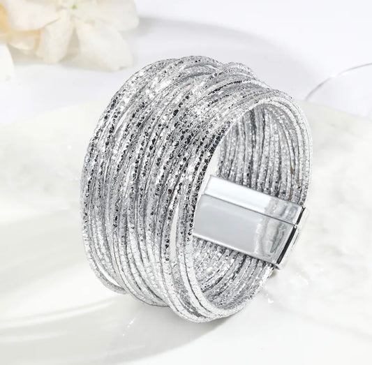 Silver Leather Bracelet