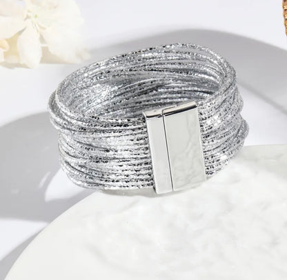 Silver Leather Bracelet
