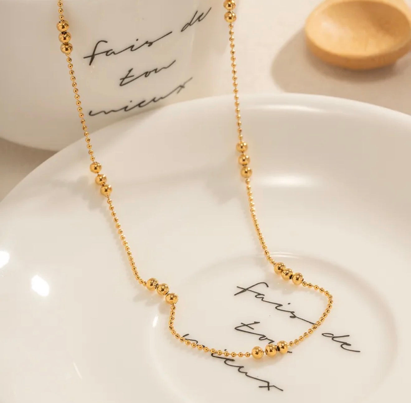 Isabella Gold Bead Chain Necklace