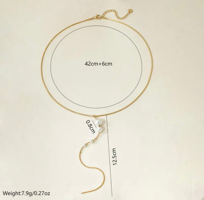 Aurora Pearl Lariat Necklace