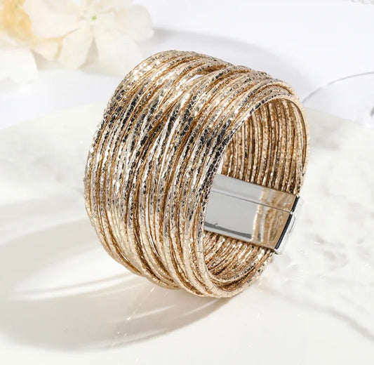 Golden Leather Bracelet