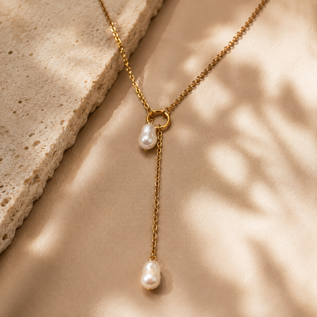Golden Delicate Pearl Necklace