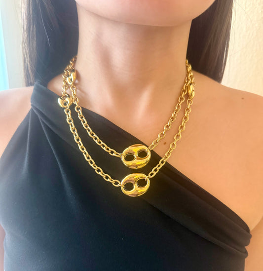 Gold Coffee Bean Long Necklace