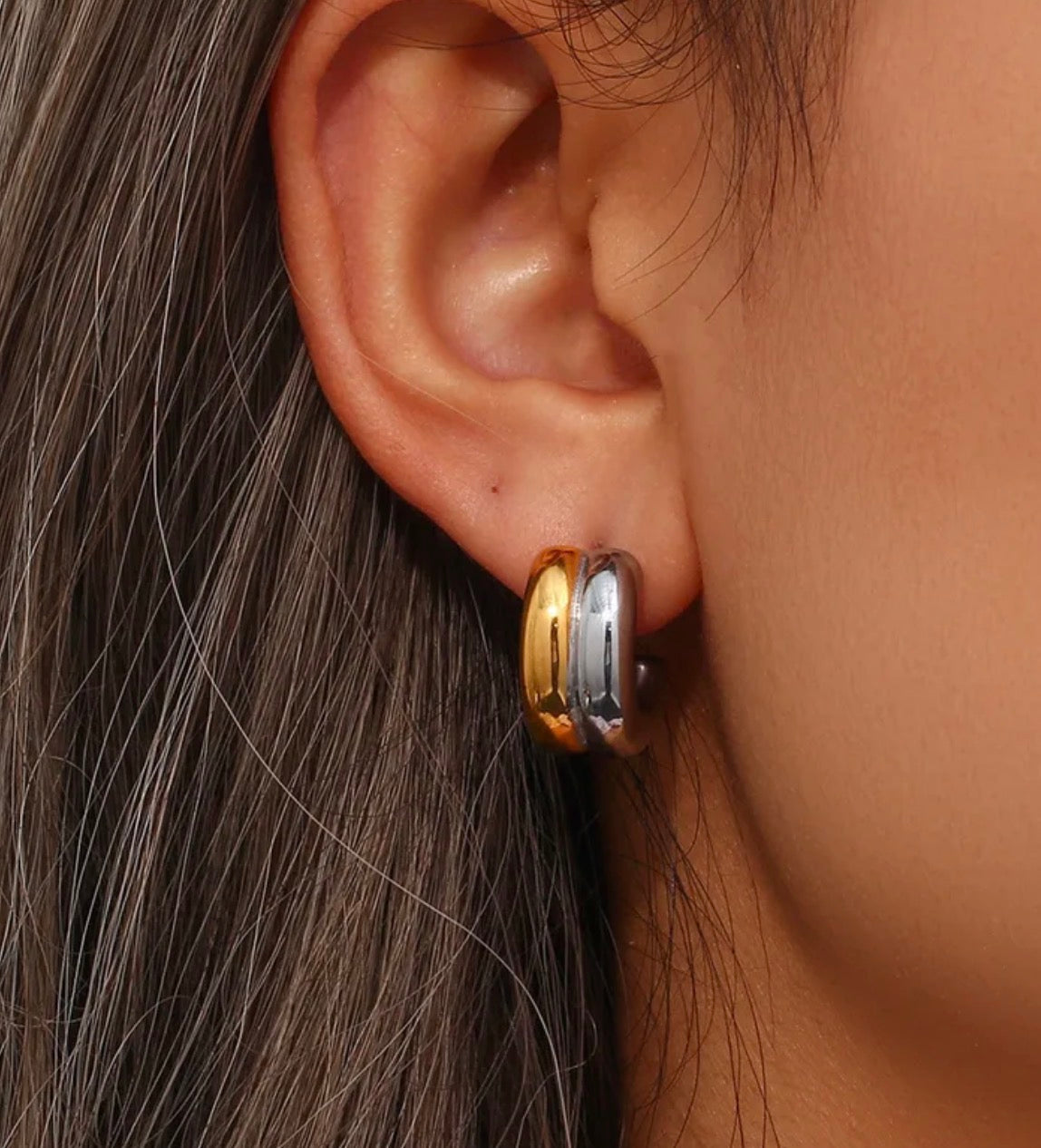 Nova Two-Tone Sculpted Hoops