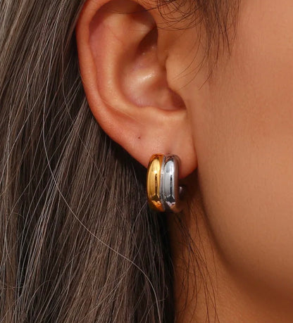 Nova Two-Tone Sculpted Hoops