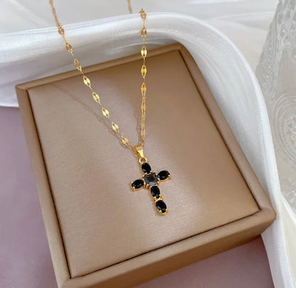 Fashion Black Cross Necklace