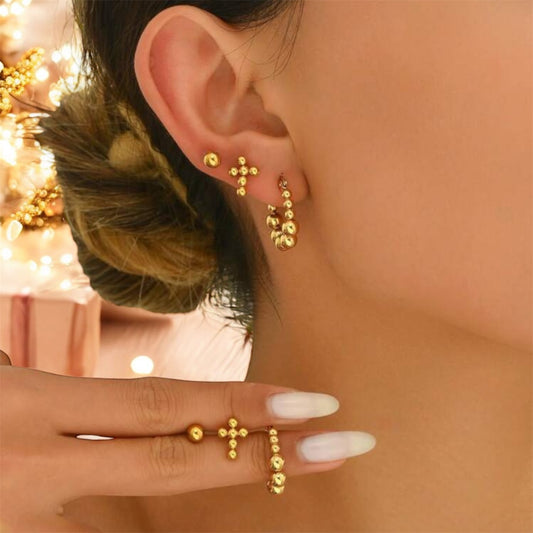 Golden Trio Earrings Set