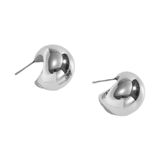 Silver Dome Stud Earrings