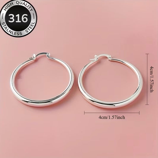 Chunky Silver Hoops