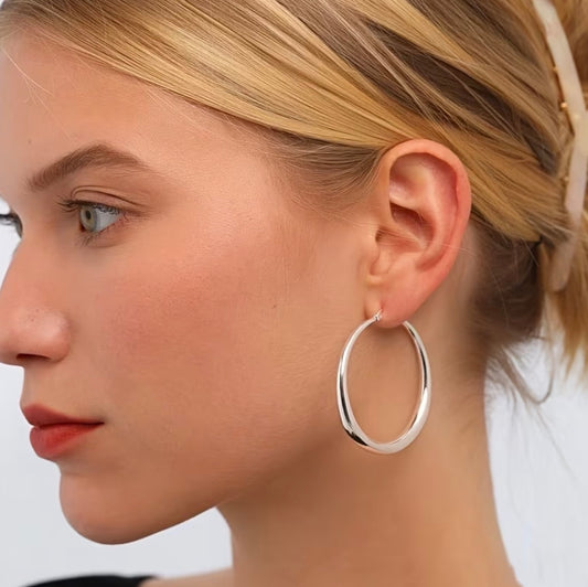 Chunky Silver Hoops