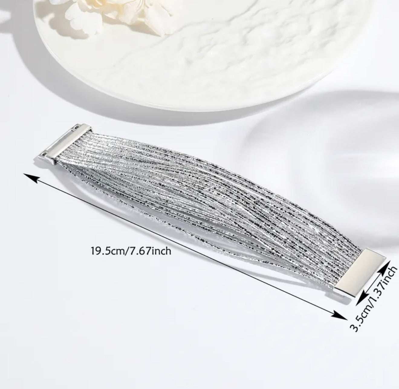Silver Leather Bracelet