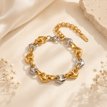 Two Tone Heart Bracelet