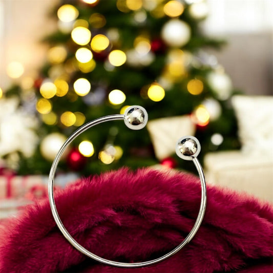 Open Ball Silver Bangle