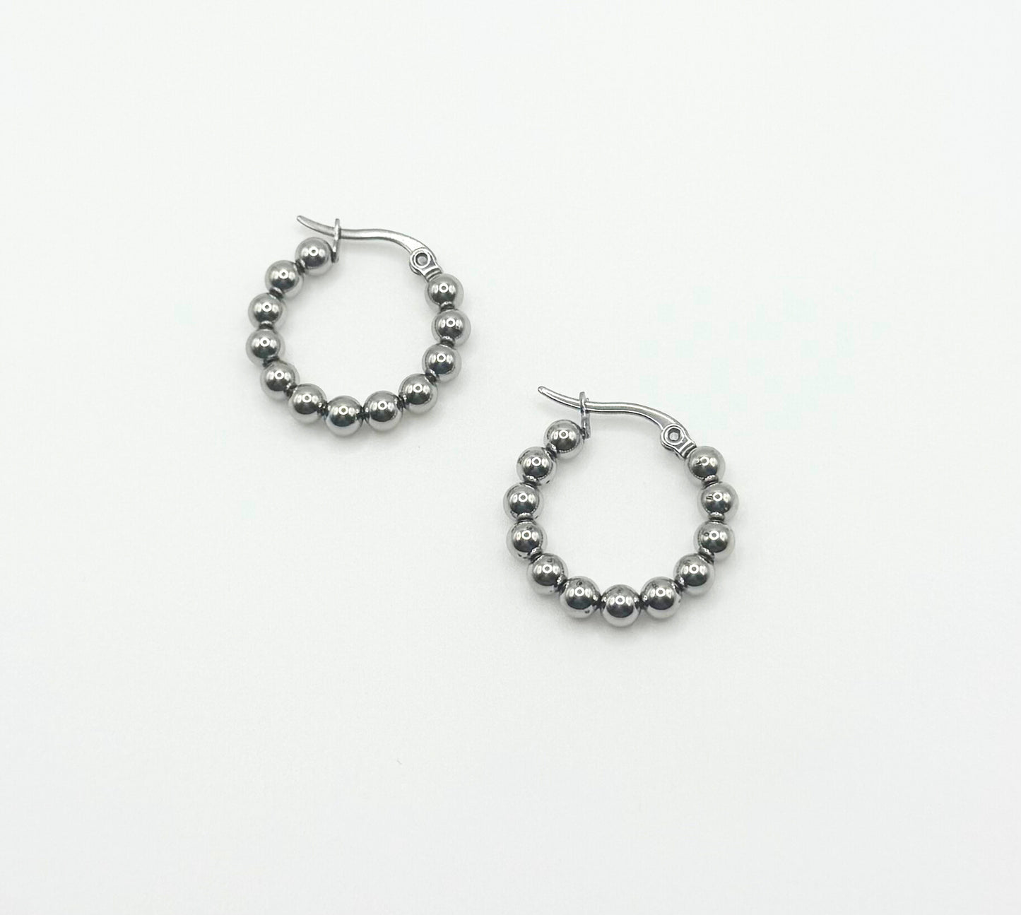 Silver Beads Hoops