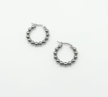 Silver Beads Hoops