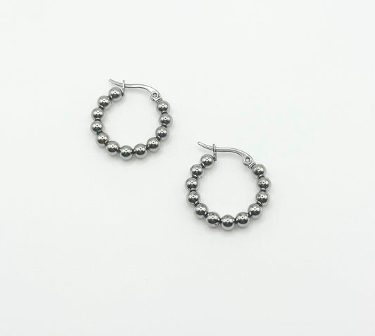 Silver Beads Hoops