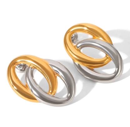 Luna Interlock Two-Tone Earrings