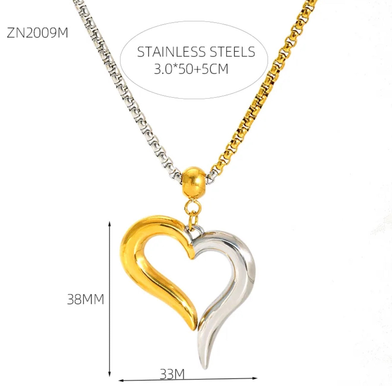 Two Tones Open Heart Necklace